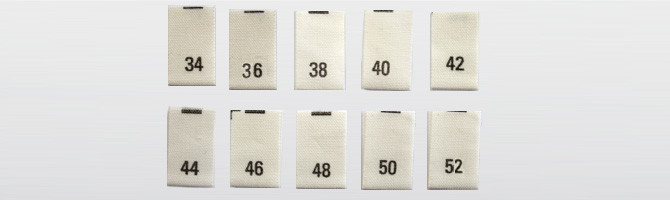 Cotone organico bianco sporco - etichette stampate per taglie da 34 a 52