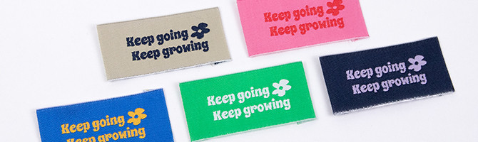 Etichette da cucire "Keep going. Keep growing."